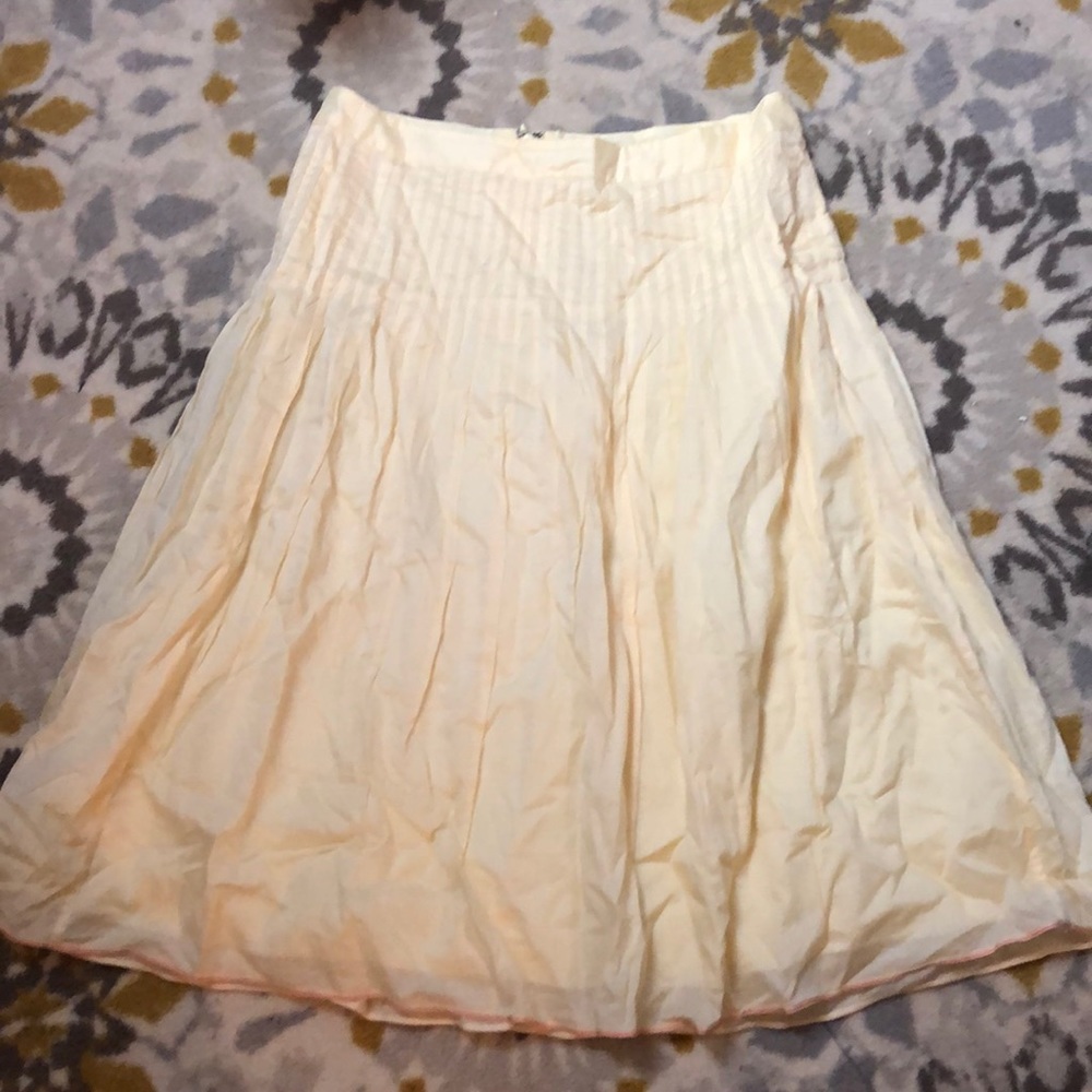 J. Crew pale yellow soft Pleated Skirt